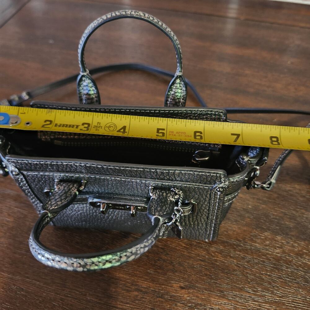 New Coach Mini Swagger 15 In Pebble Leather Gray Metallic Crossbody Bag 54625 - Picture 10 of 12